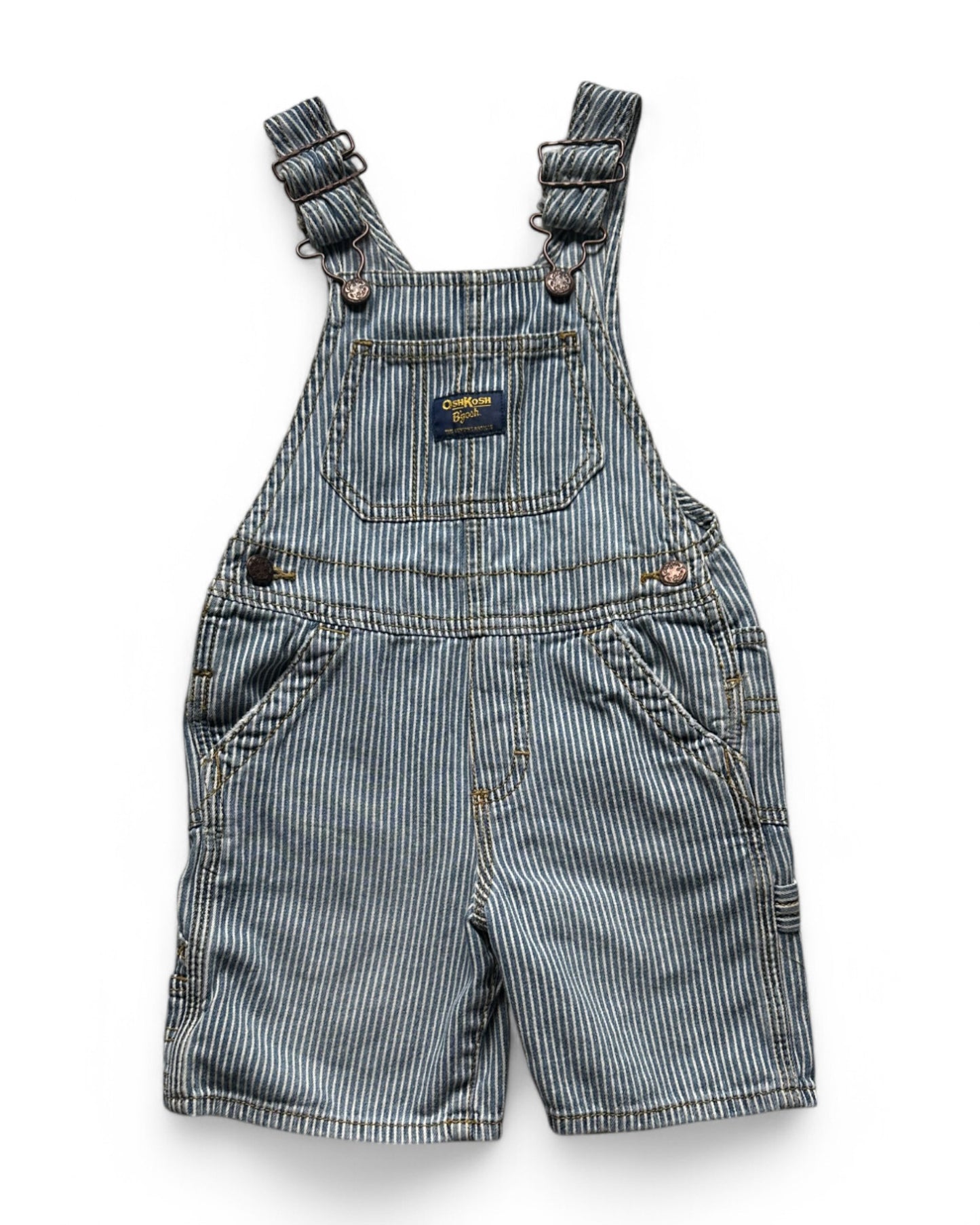 Oshkosh blue hickory stripe short dungarees