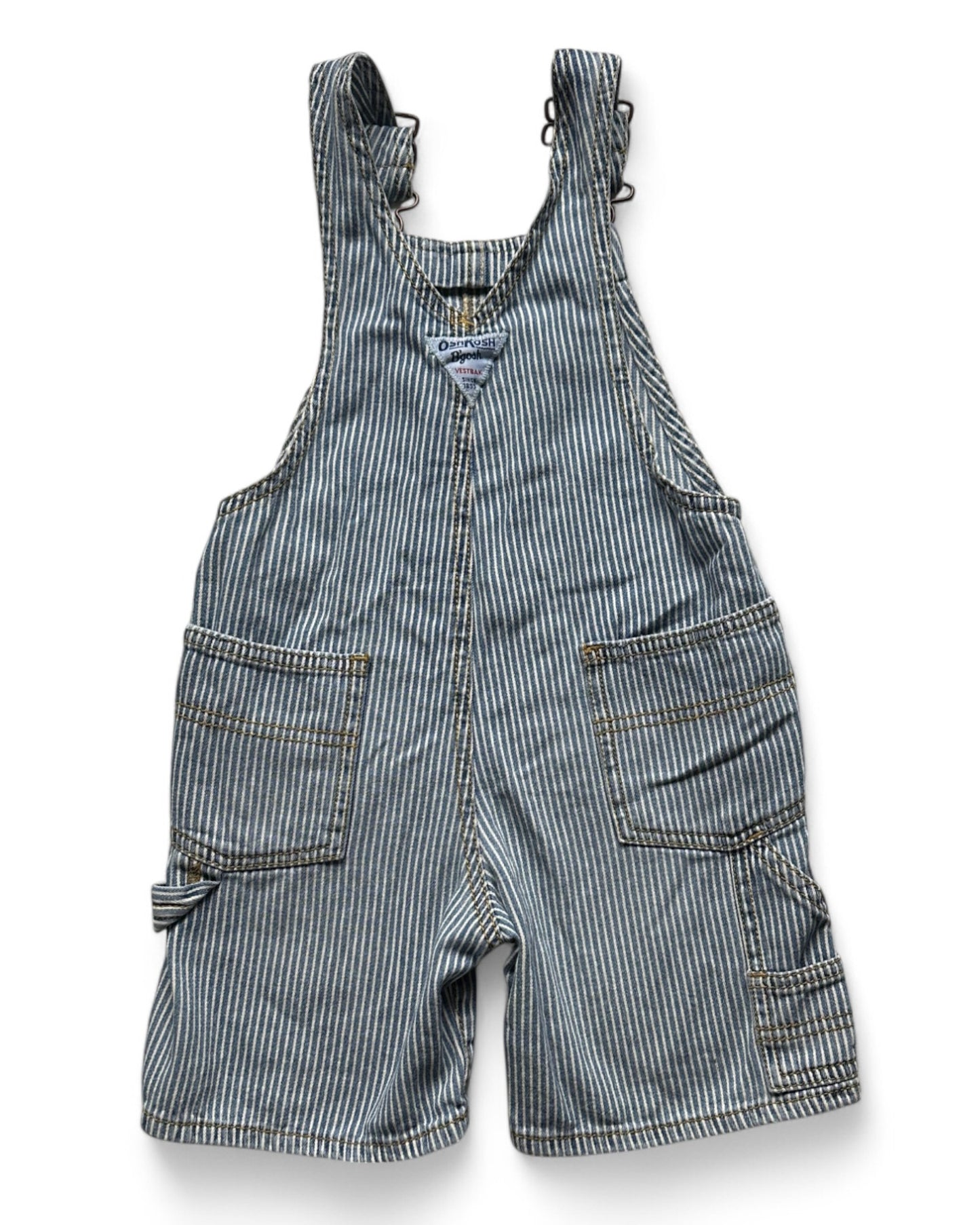 Oshkosh blue hickory stripe short dungarees