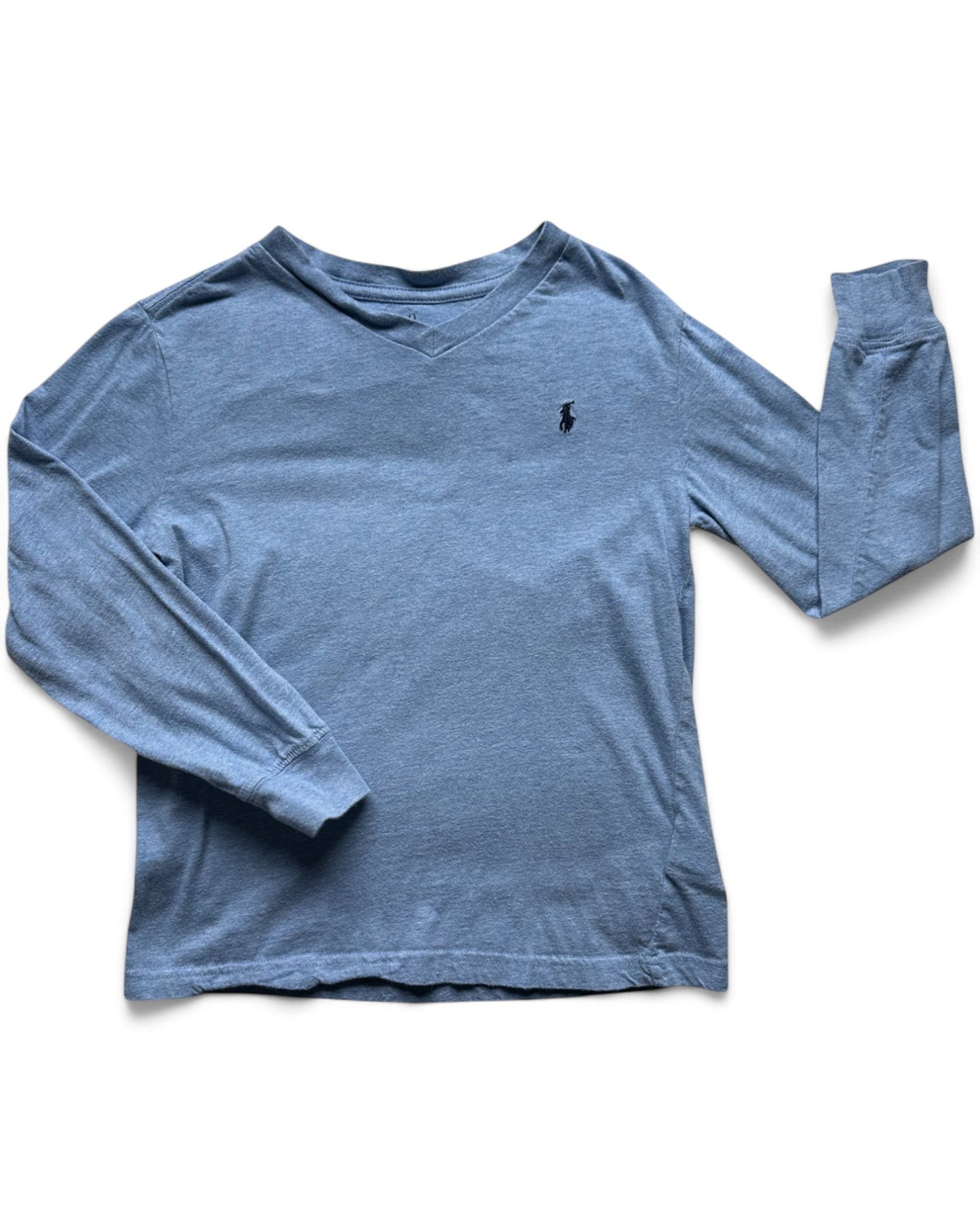 Ralph Lauren blue marl v neck jersey long sleeve top