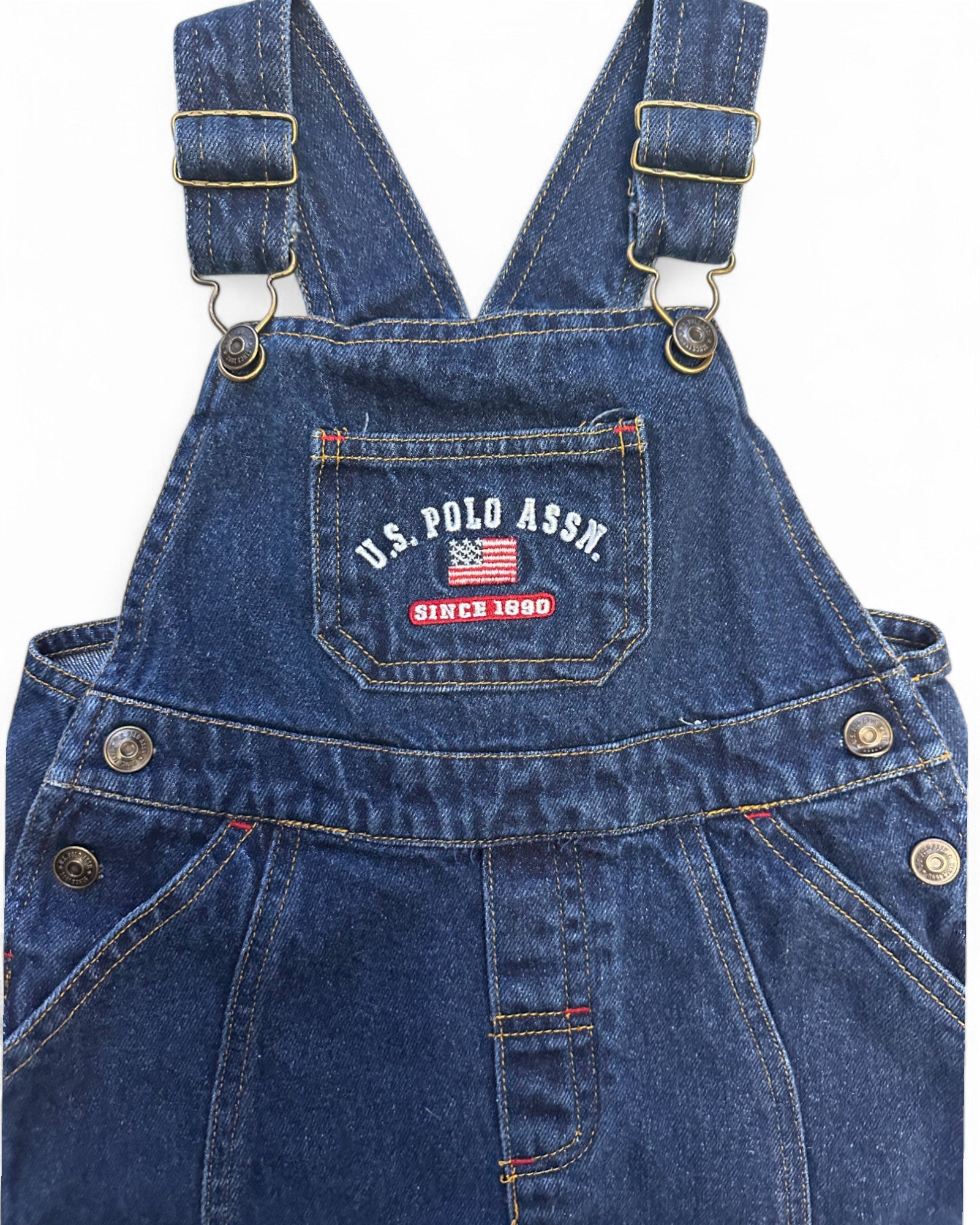 U.S Polo Association short dark wash denim toddler dungarees