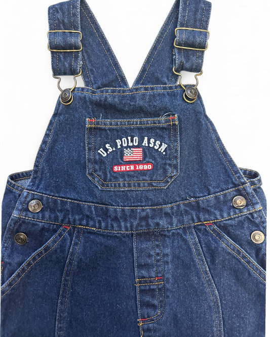 U.S Polo Association short dark wash denim toddler dungarees