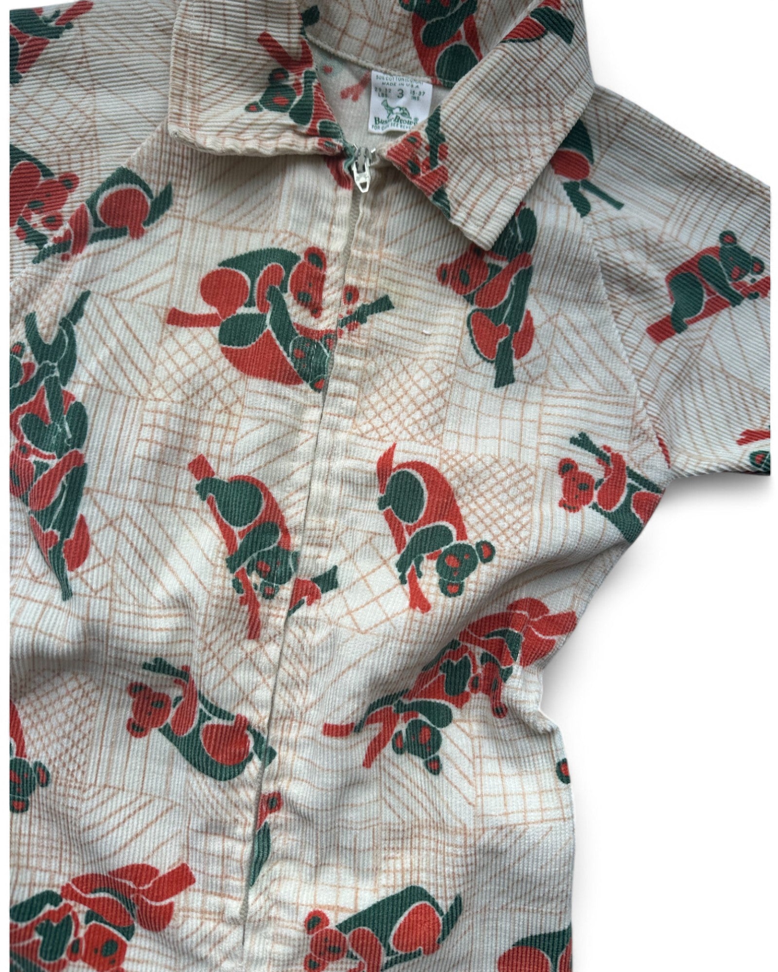Buster Brown vintage koala print needlecord jumpsuit