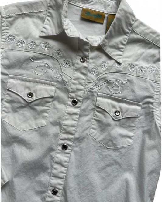 Vintage Wrangler western kids white cotton shirt 