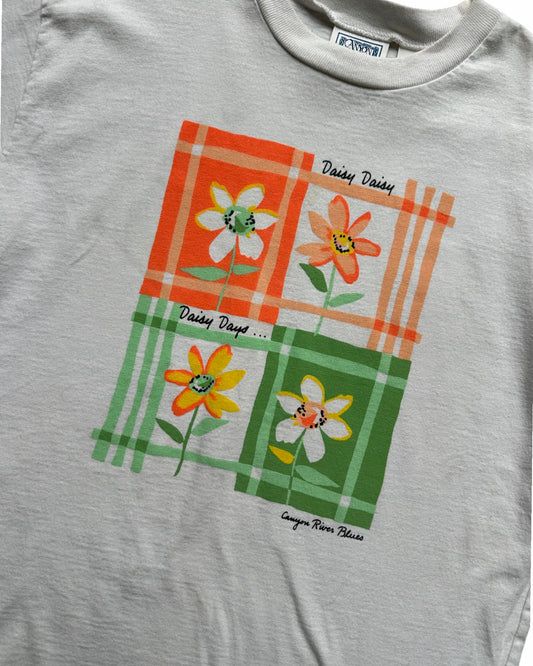 Vintage Canyon River Blues daisy print kids t shirt 