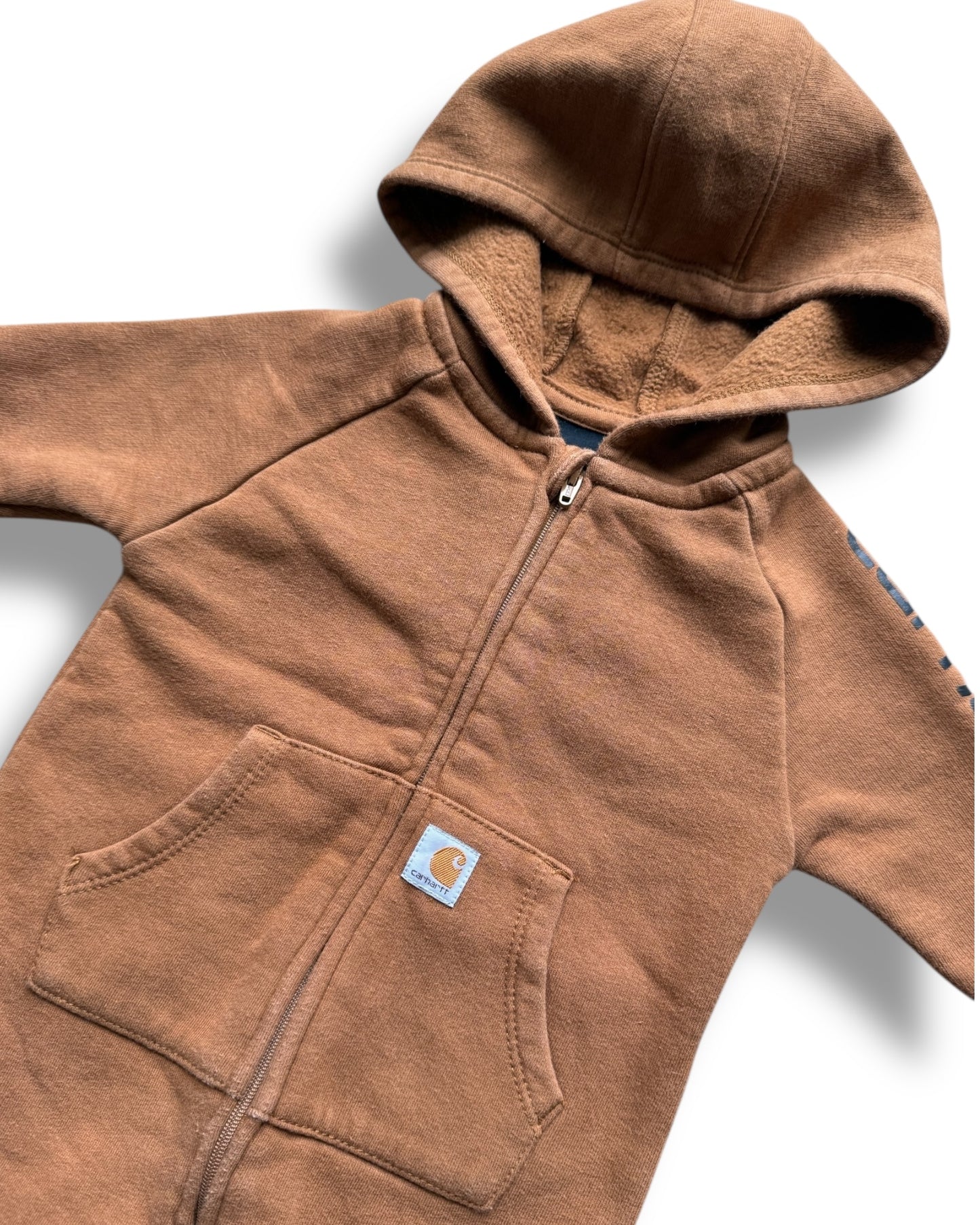 Carhartt baby all in one hooded jersey zipped tracksuit in tan