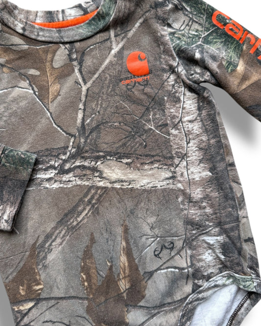 Carhartt baby real tree camo print long sleeve bodysuit