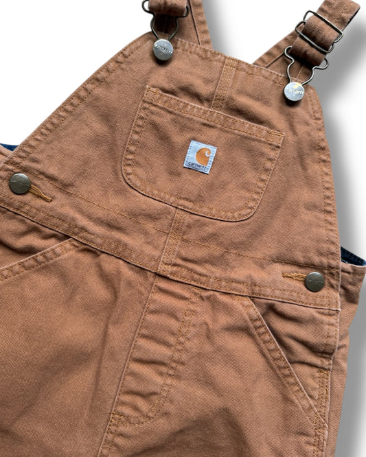 Carhartt kids dungarees in tan with checked lining