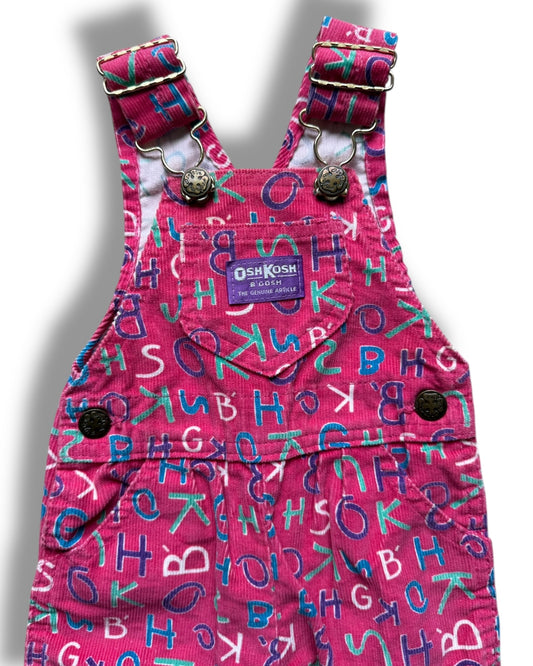 Osh Kosh B’Gosh vintage pink alphabet cord baby dungarees
