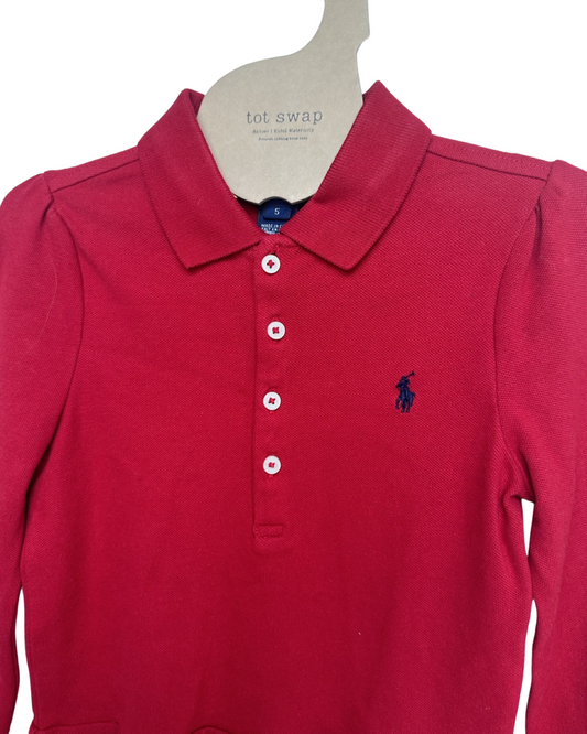 Ralph Lauren red polo shirt with peplum trim (size 4-5yrs)