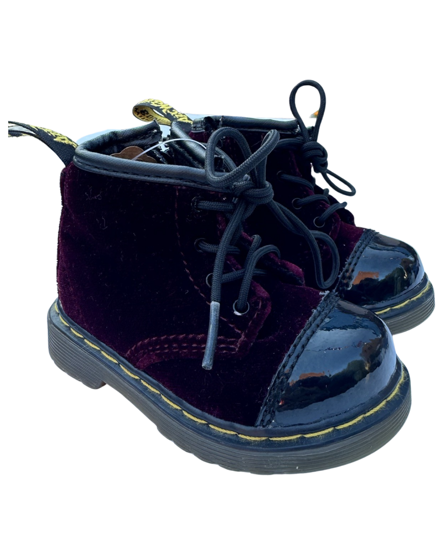 Dr. Martens Pooch Girls Burgundy Velvet Boots (size UK3/EU19)