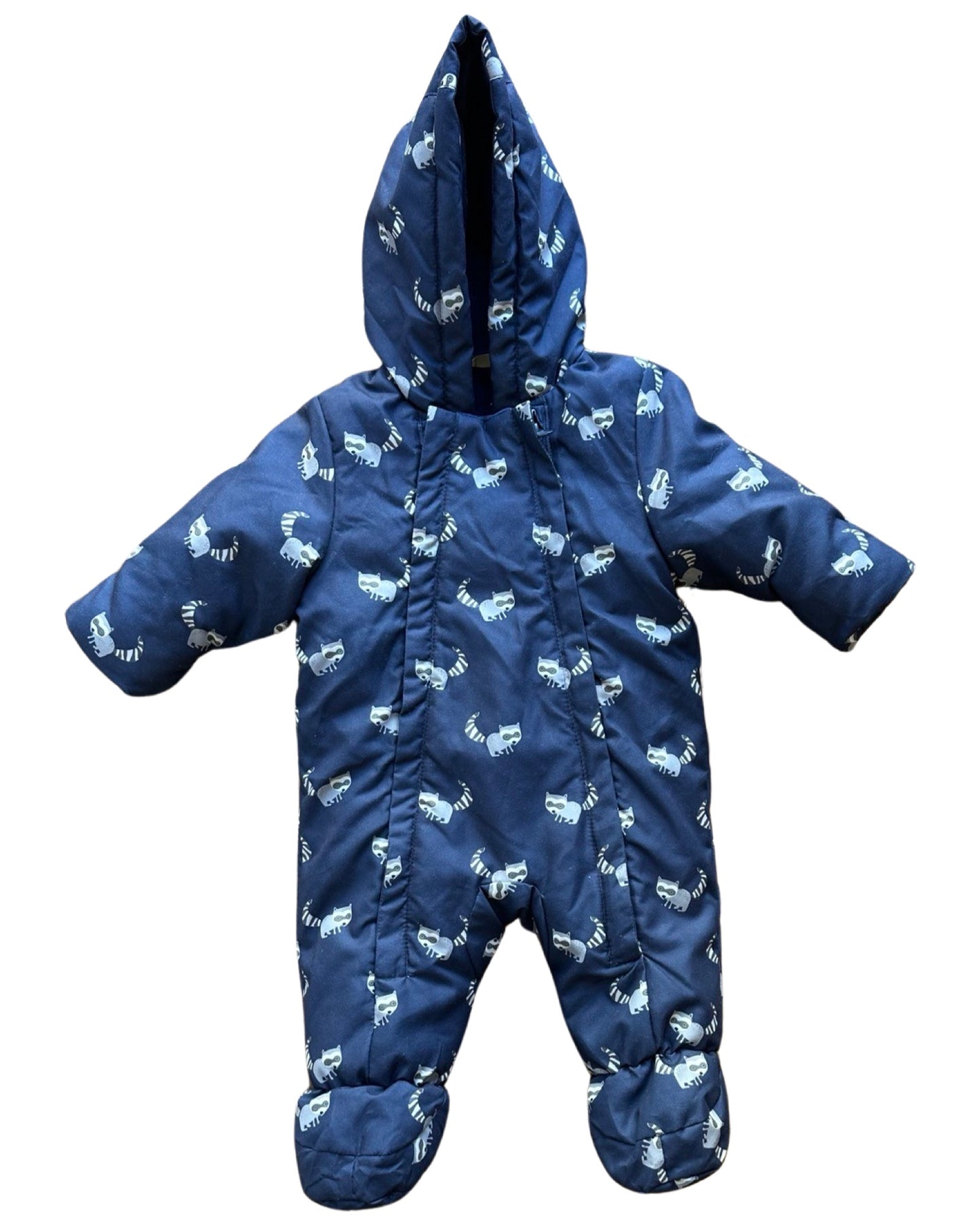 John Lewis raccoon print pramsuit (3-6mths)