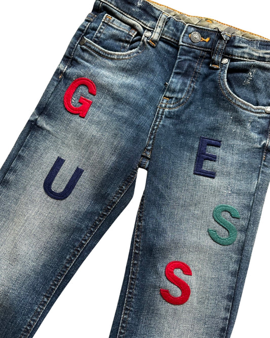 Guess dark wash logo patch jeans (4-5yrs)