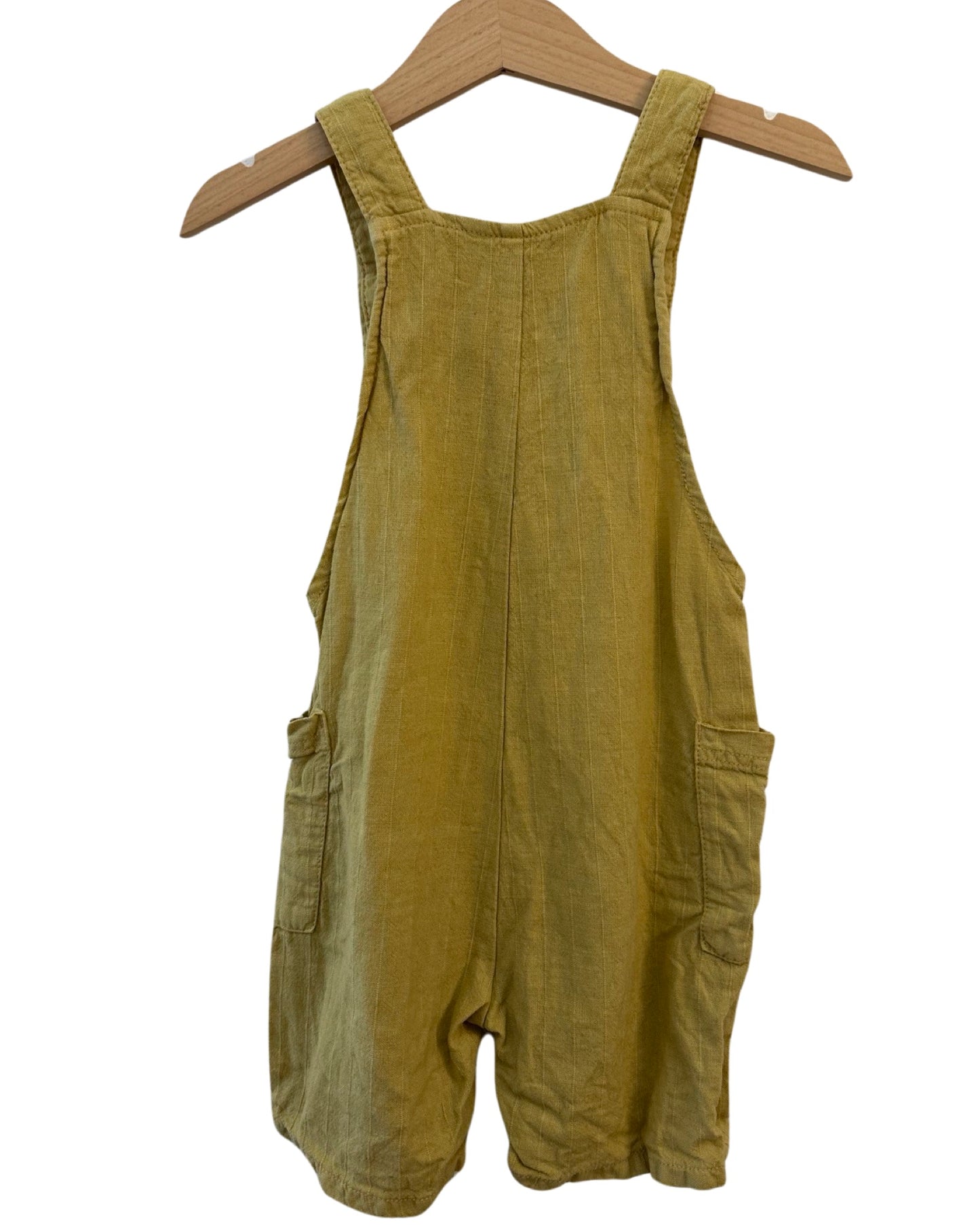 Baby Zara mustard cotton short overalls (18-24mths)