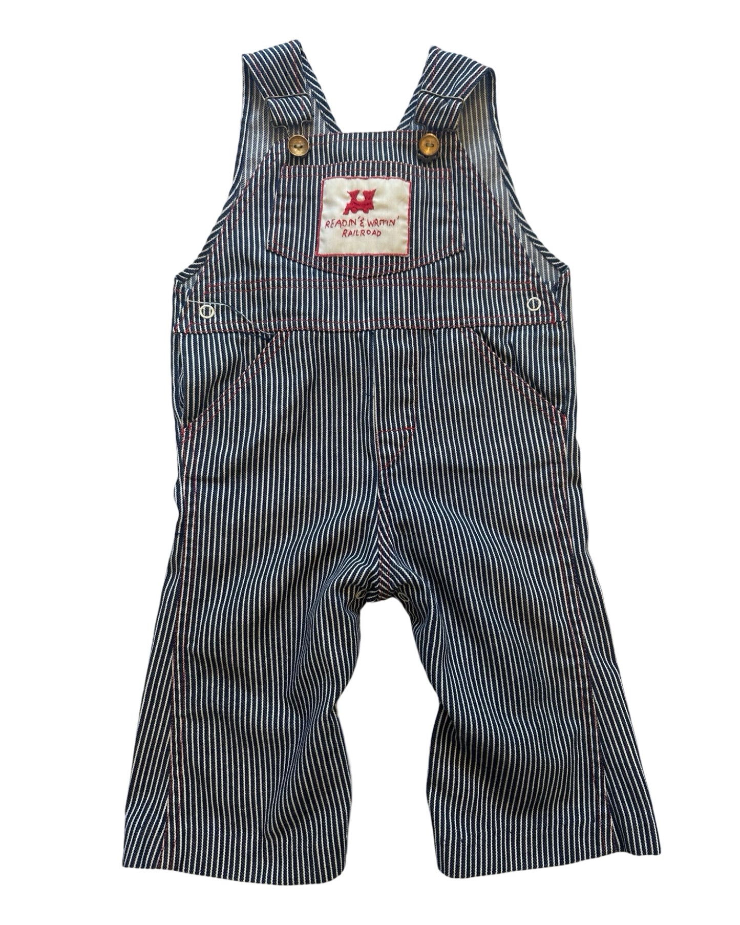 Vintage hickory stripe railroad overalls (9-12mths)