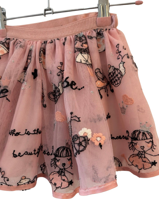 Mayoral embroidered pink tulle skirt (2-3yrs)