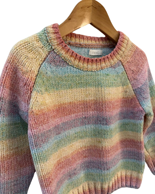 Next rainbow stripe knitted jumper (3-4yrs)