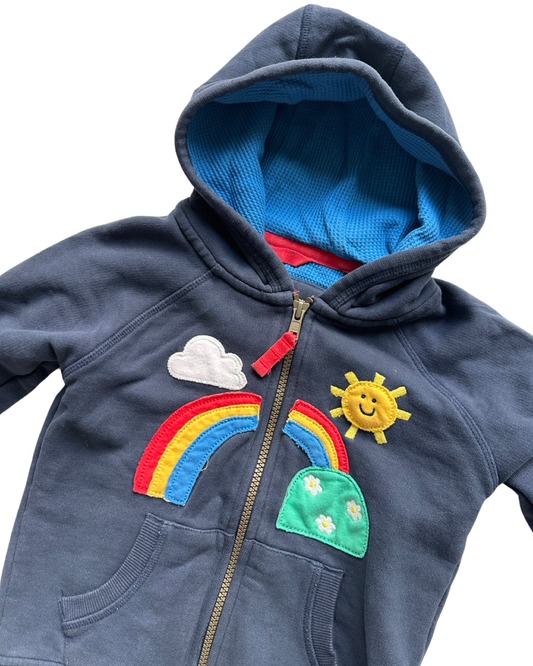 Frugi navy rainbow hoodie (2-3yrs)
