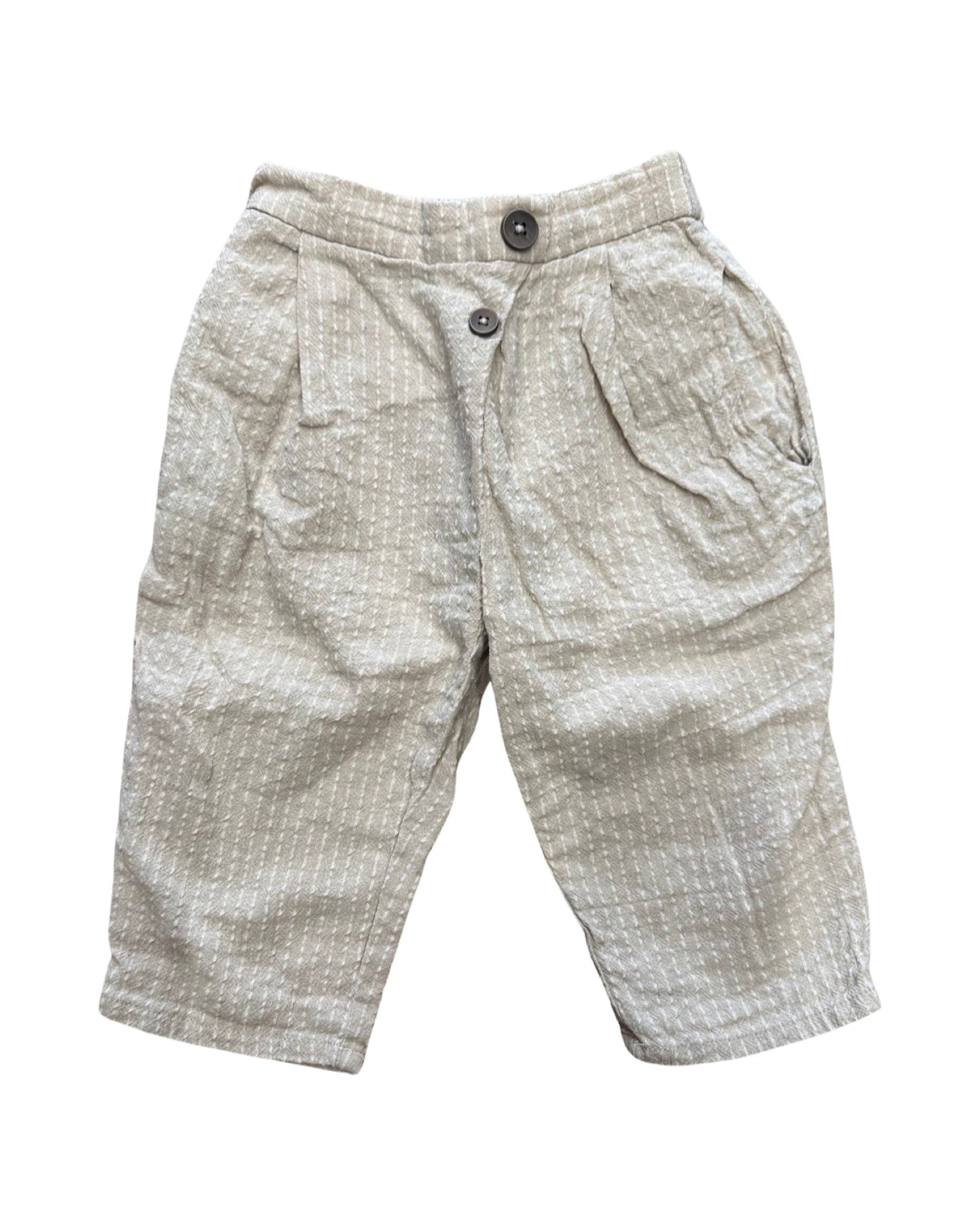 Baby Zara cream textured cotton trousers (12-18mths)