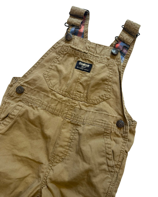 Osh Kosh tan overalls with checked lining (2-3yrs)