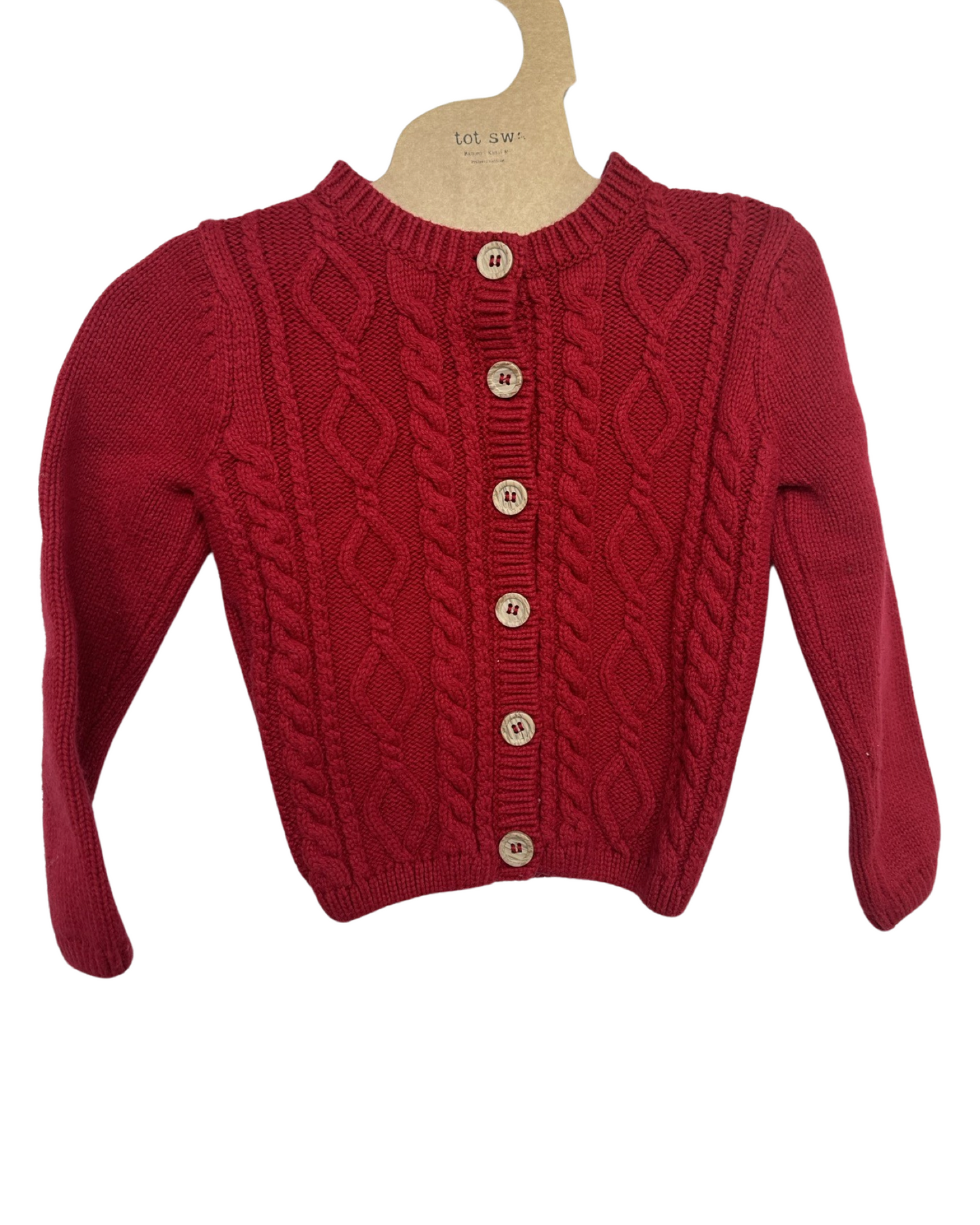 Mothercare heritage red cable knit cardigan (size 2-3yrs)