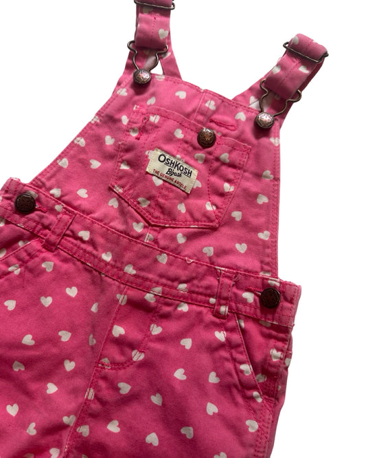 Osh Kosh pink heart print overalls (12-18mths)