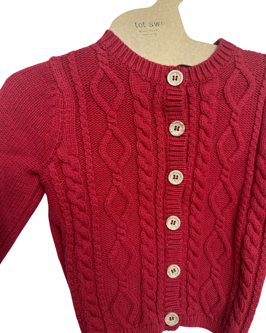 Mothercare heritage red cable knit cardigan (size 2-3yrs)