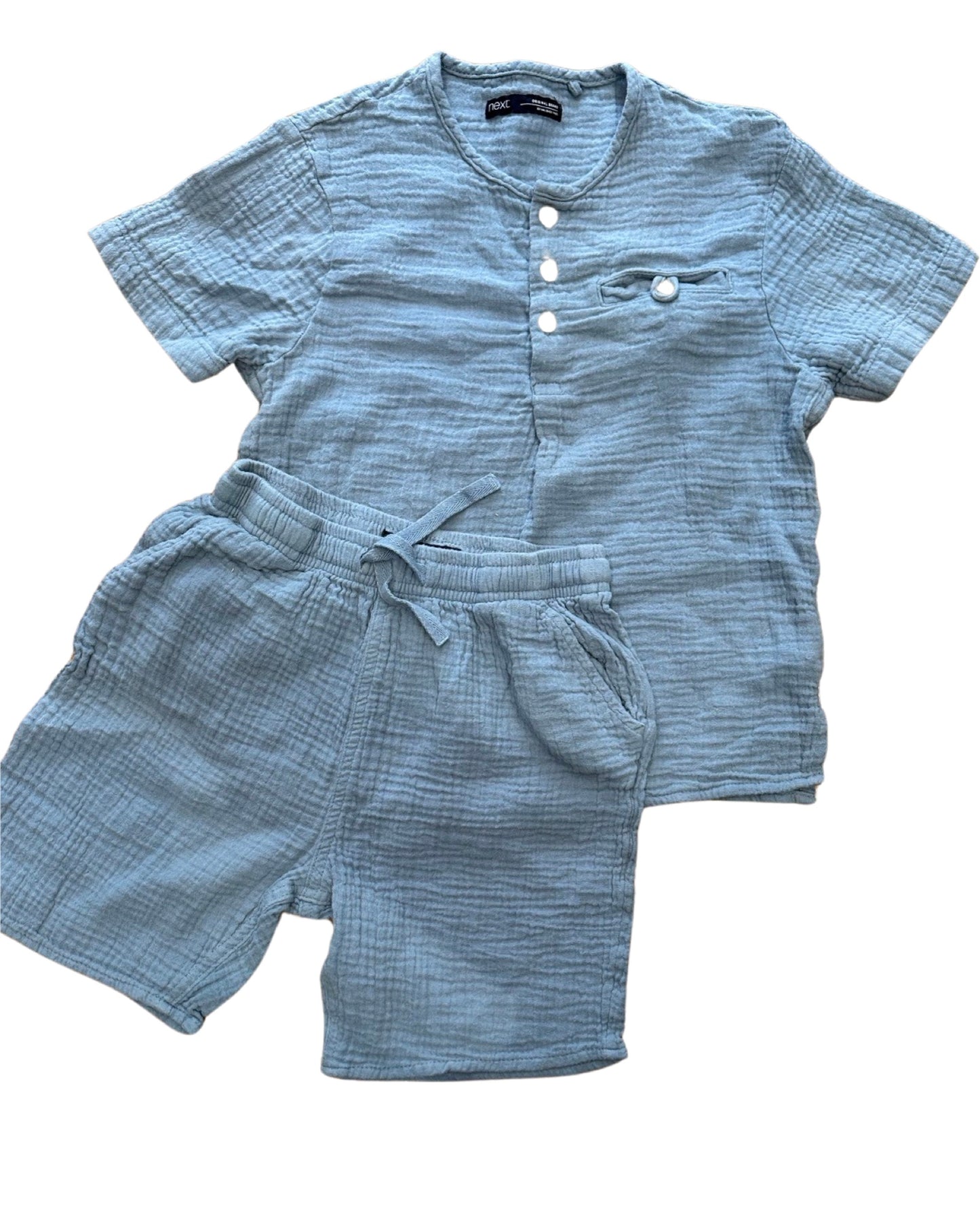 Next light blue cotton 2 piece top & shorts (6-7yrs)