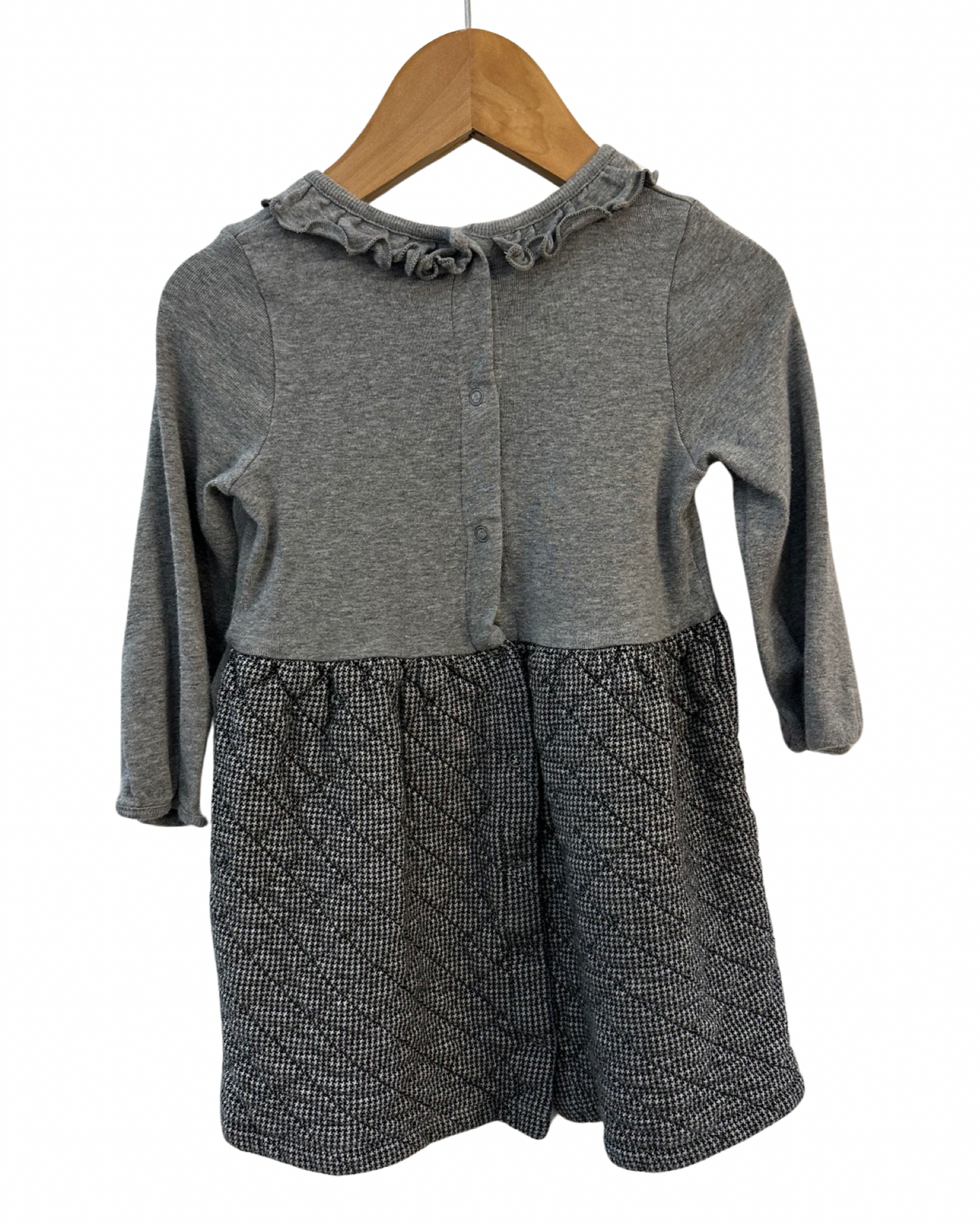 Petit Bateau grey frilled collar jersey dress (18-24mths)