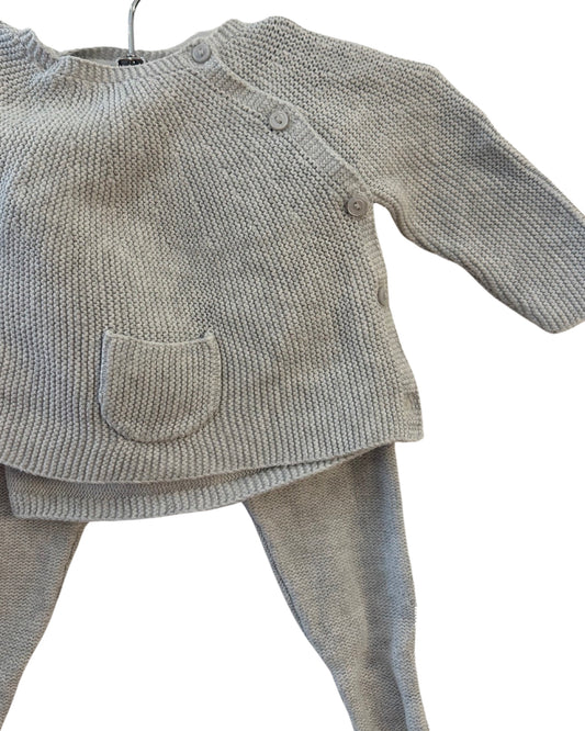 Zara baby grey marl knitted 2 piece set (0-3mths)