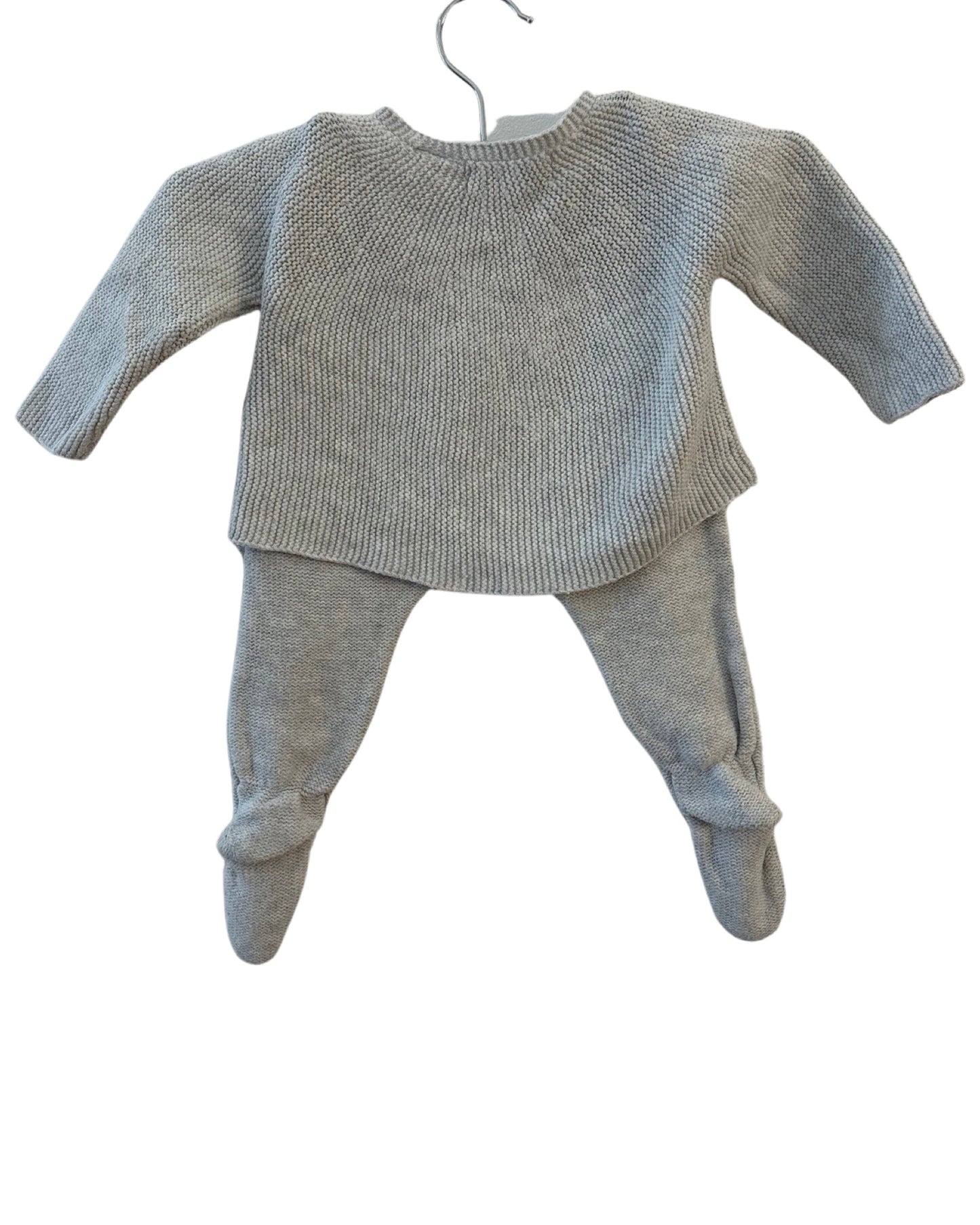 Zara baby grey marl knitted 2 piece set (0-3mths)