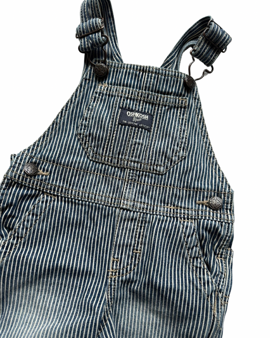 Osh Kosh blue hickory stripe carpenter dungarees (6-9mths)