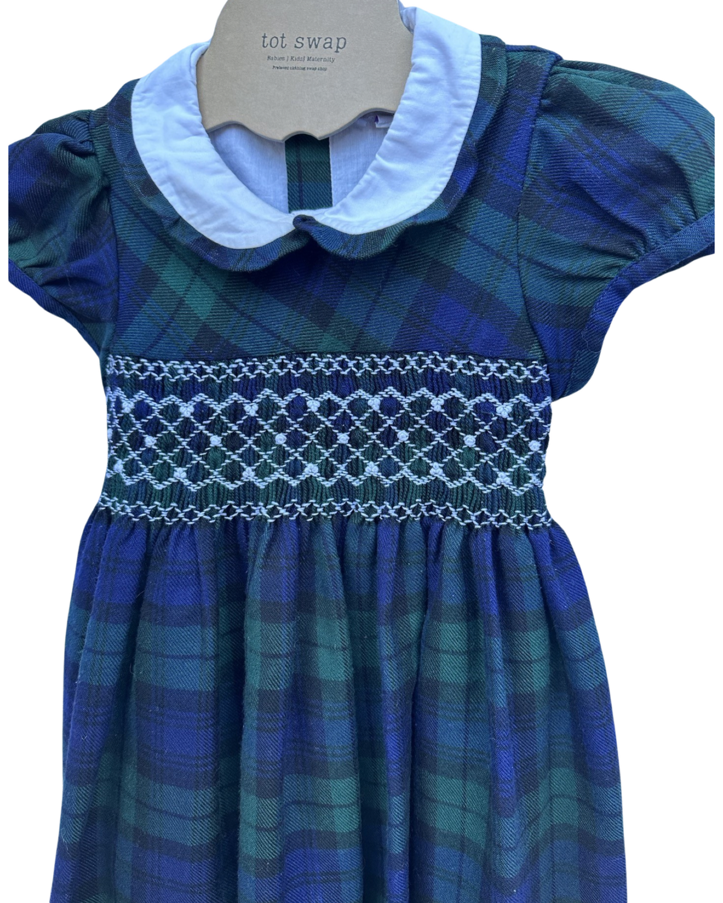 Tartan smocked cotton dress (size 2-3yrs)