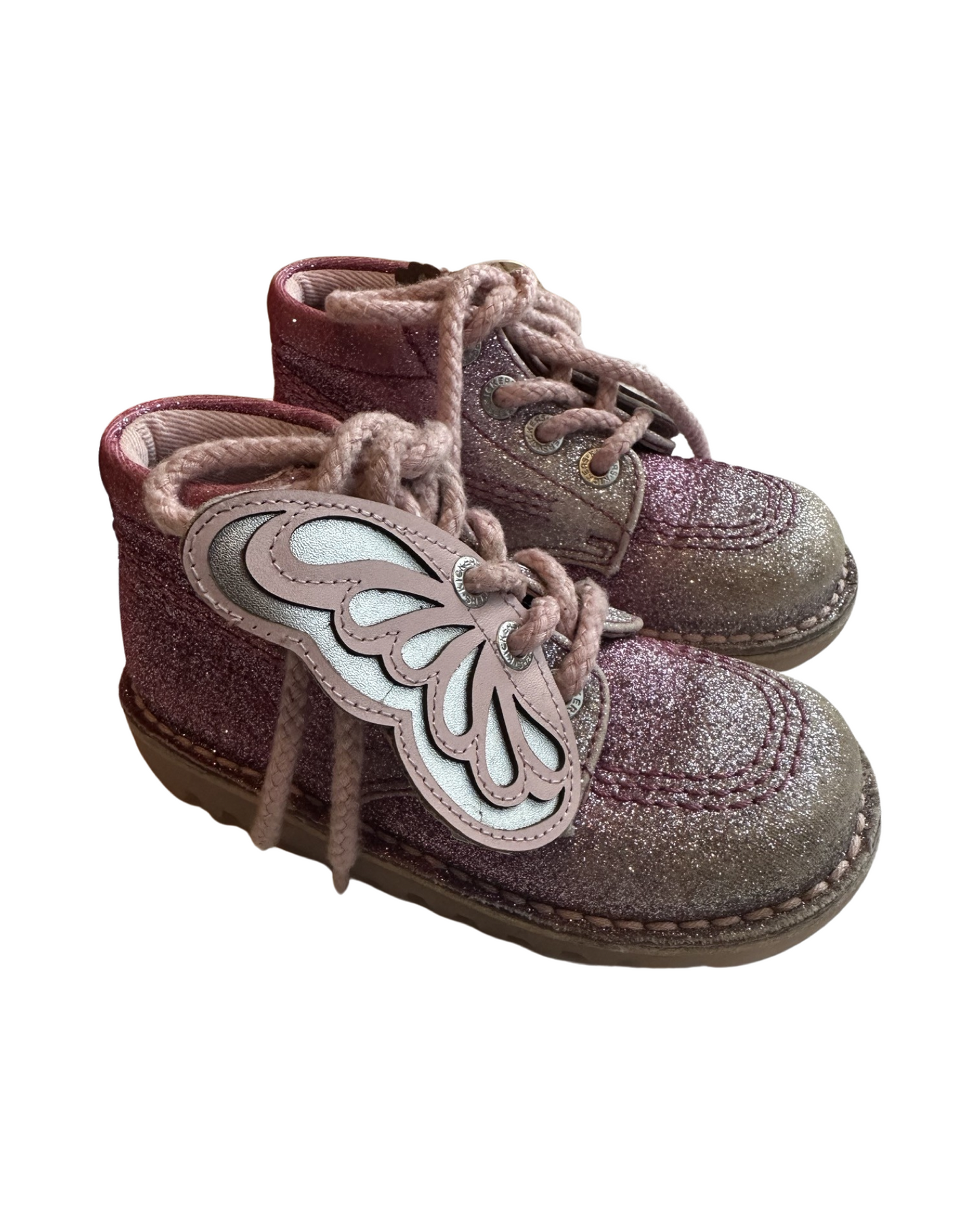 Kickers hi kick faerie boot in pink/silver glitter (UK9/EU27)