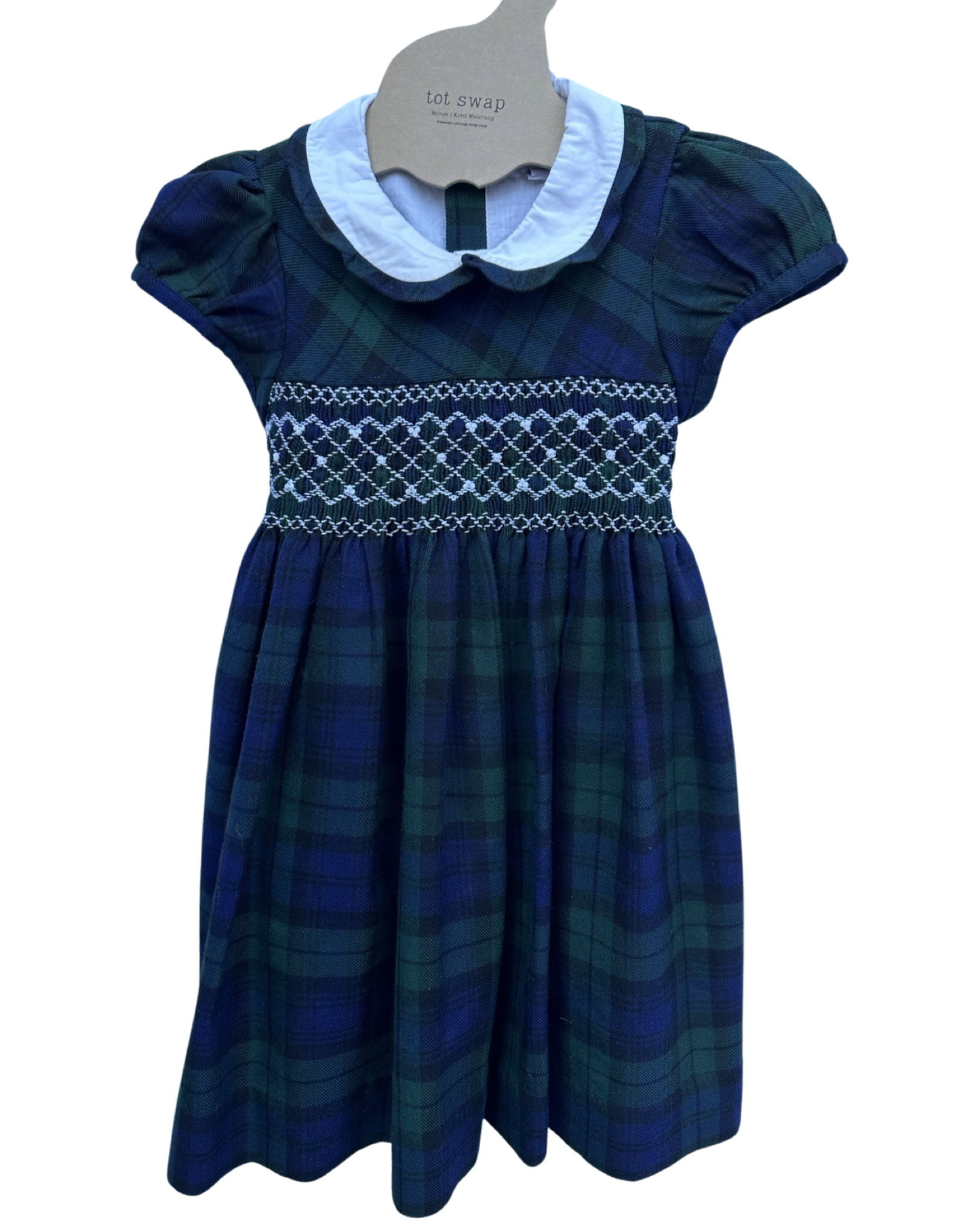 Tartan smocked cotton dress (size 2-3yrs)