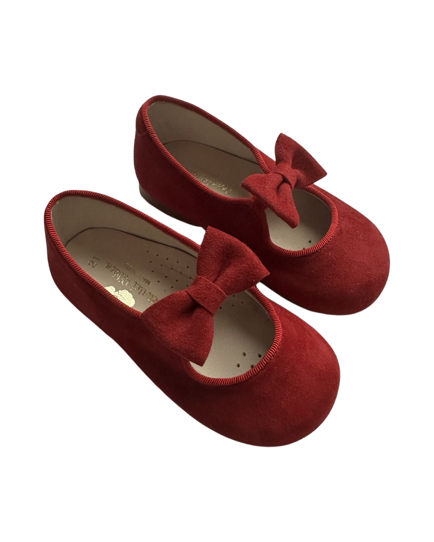 Scarlet Ribbon red suede bow toddler shoes (size UK5/EU21)