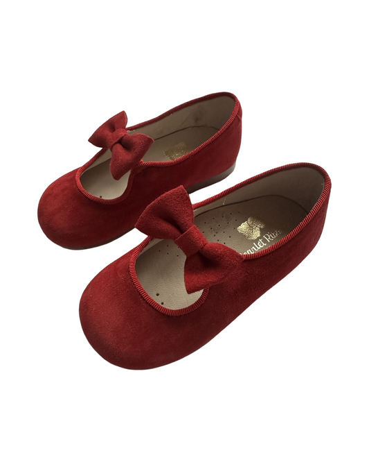 Scarlet Ribbon red suede bow toddler shoes (size UK5/EU21)