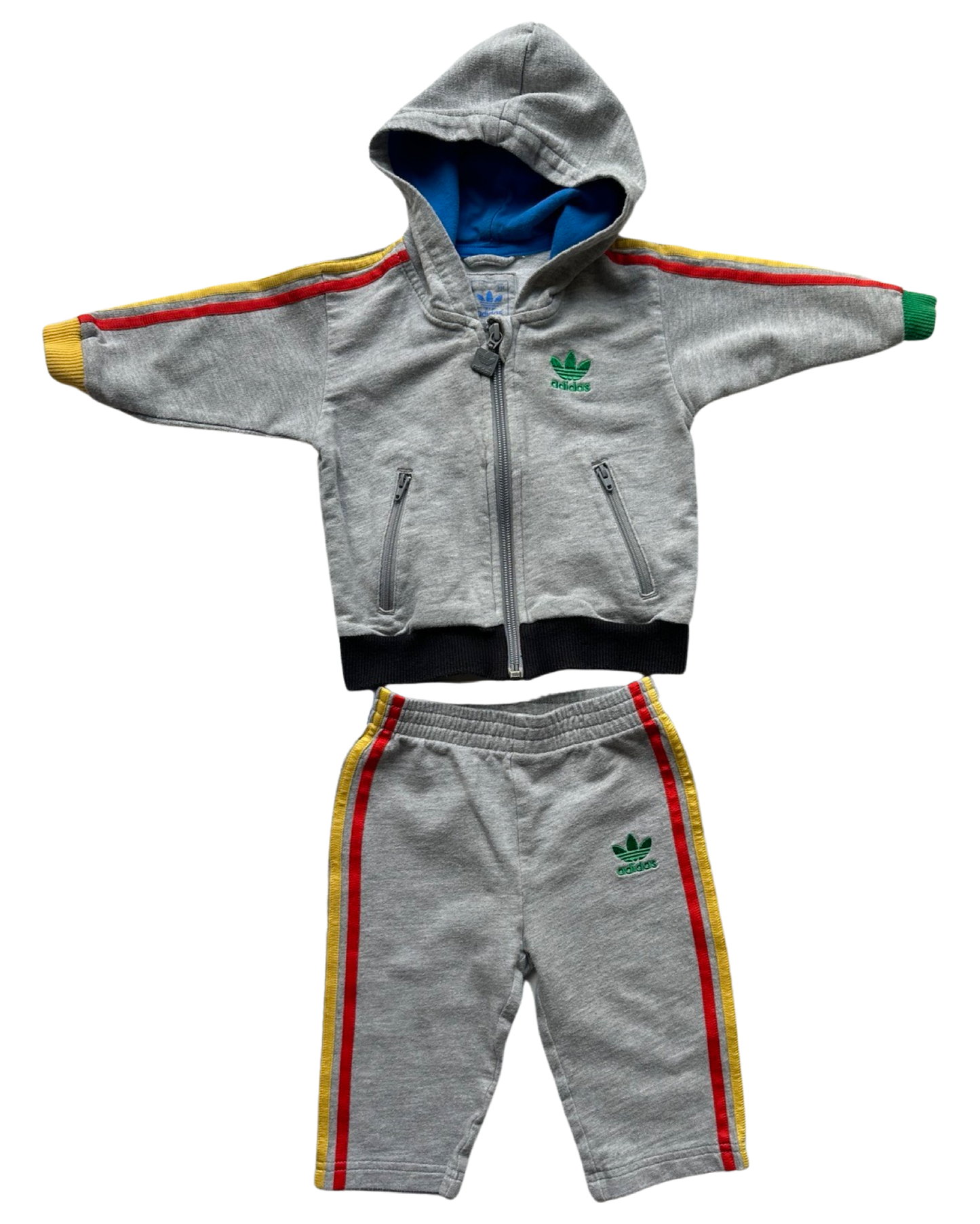 Vintage Adidas grey jersey tracksuit with colour trim (6-9mths)