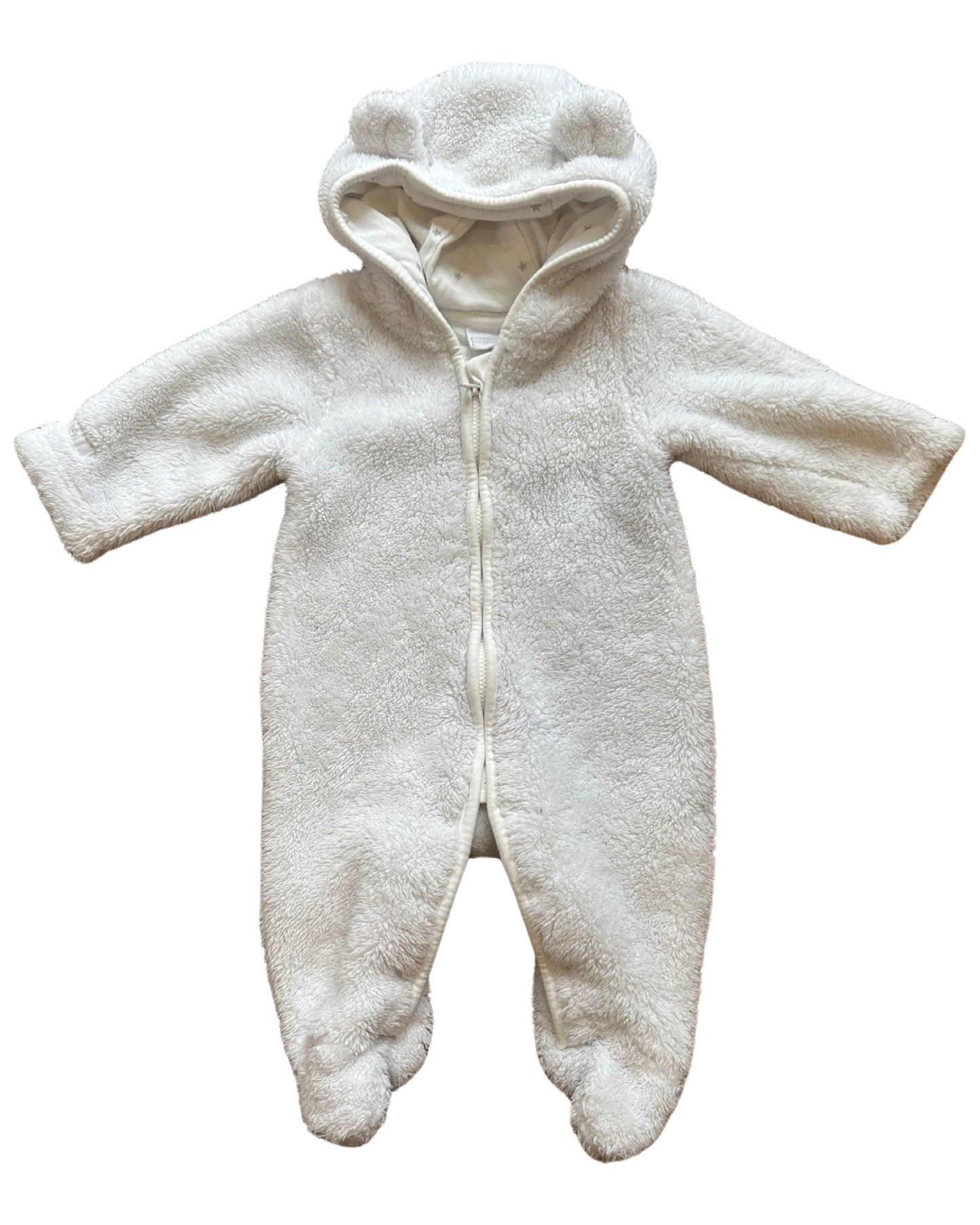 Little White Company recycled fleece romper (0-3mths)