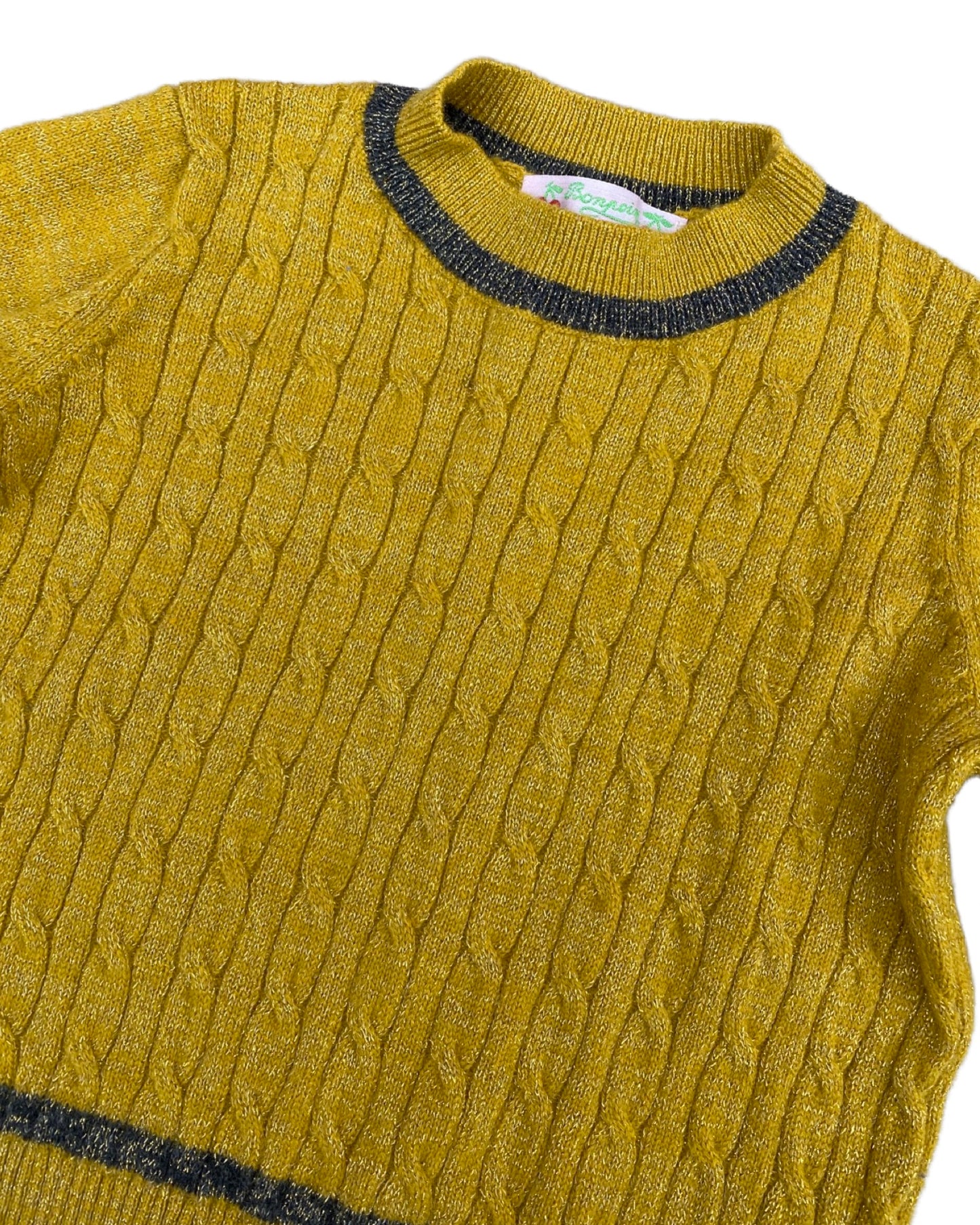 Bonpoint mustard yellow lurex cable knit jumper (3-4years)