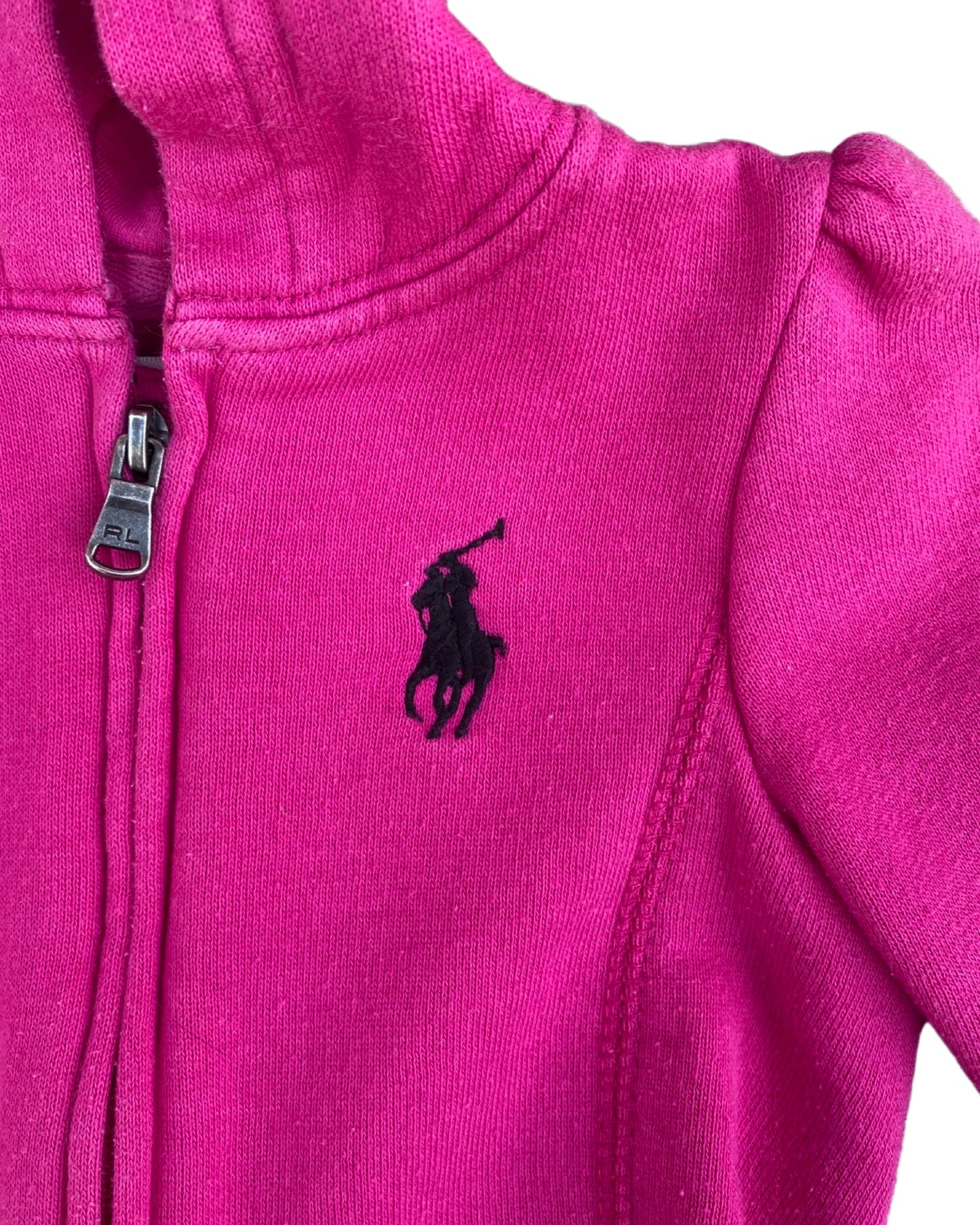 Ralph Lauren hot pink zipped hoodie with peplum hem (9-12mths)