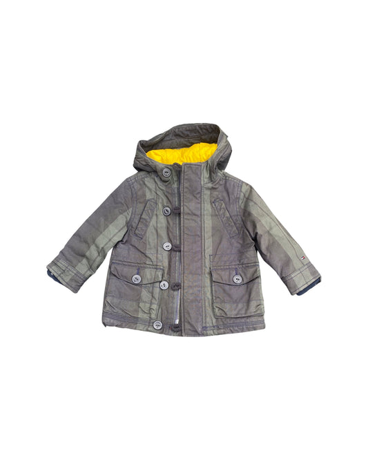 Tommy Hilfiger checked barbour style padded wax jacket (9-12mths)