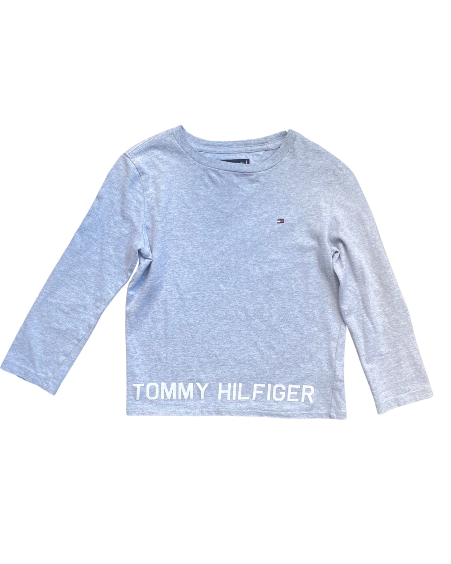 Tommy Hilfiger grey long sleeve logo top (7-8yrs)