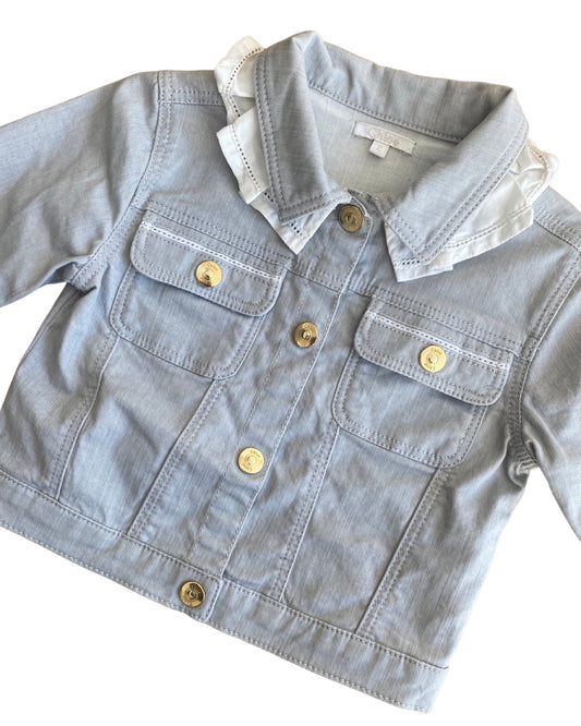 Chloé light grey denim jacket with frilled collar (2-3yrs)