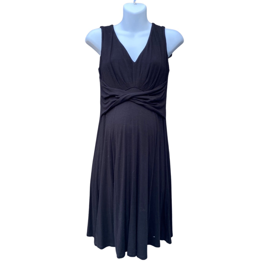 Seraphine maternity knot front sleeveless black dress (size 10)