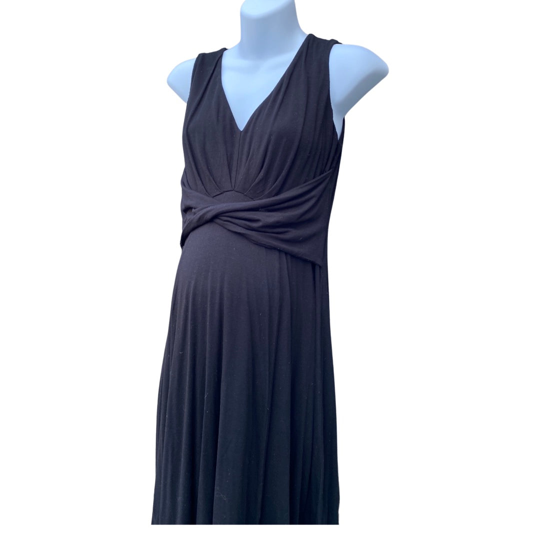 Seraphine maternity knot front sleeveless black dress (size 10)