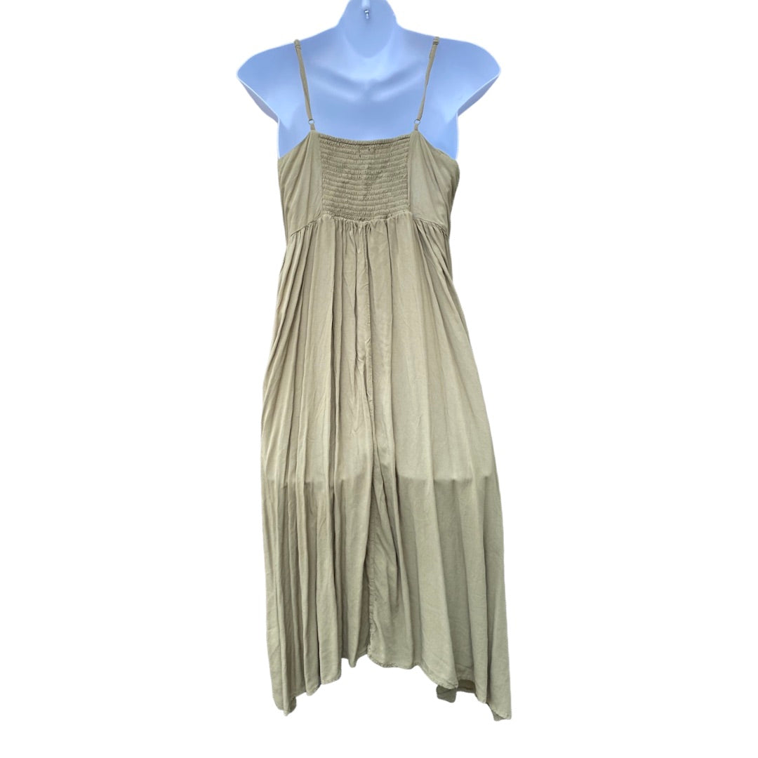 New Look maternity khaki strappy midi dress (size 14)