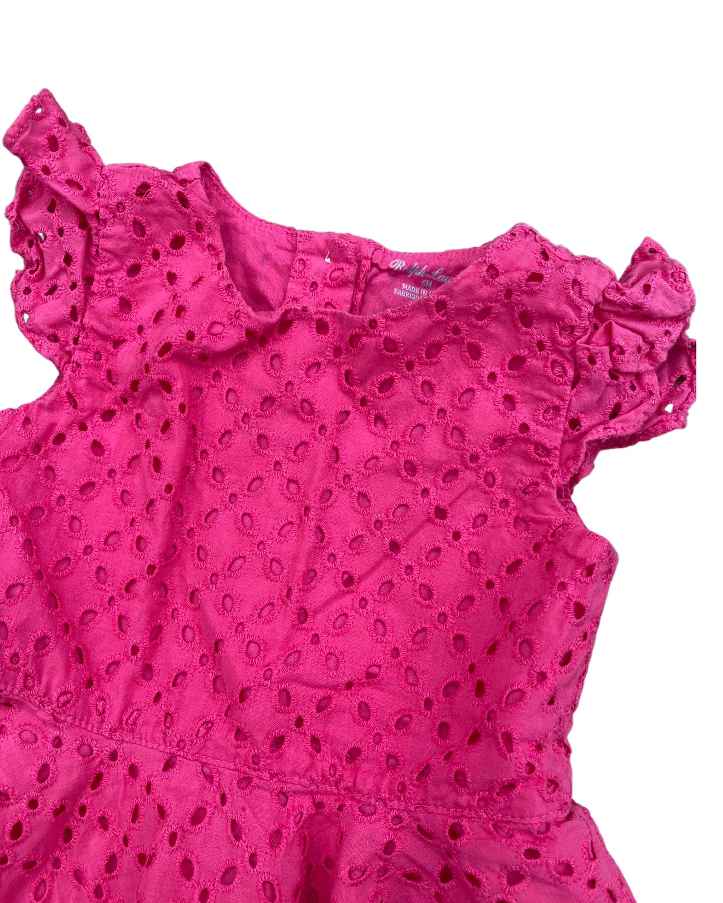 Ralph Lauren hot pink broderie anglaise baby dress (3-6mths)