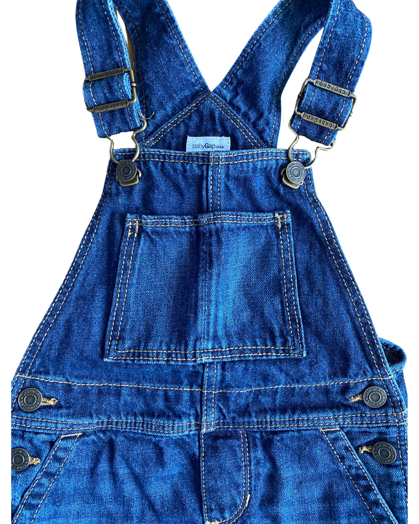 Baby Gap dark wash short denim dungarees (18-24mths)