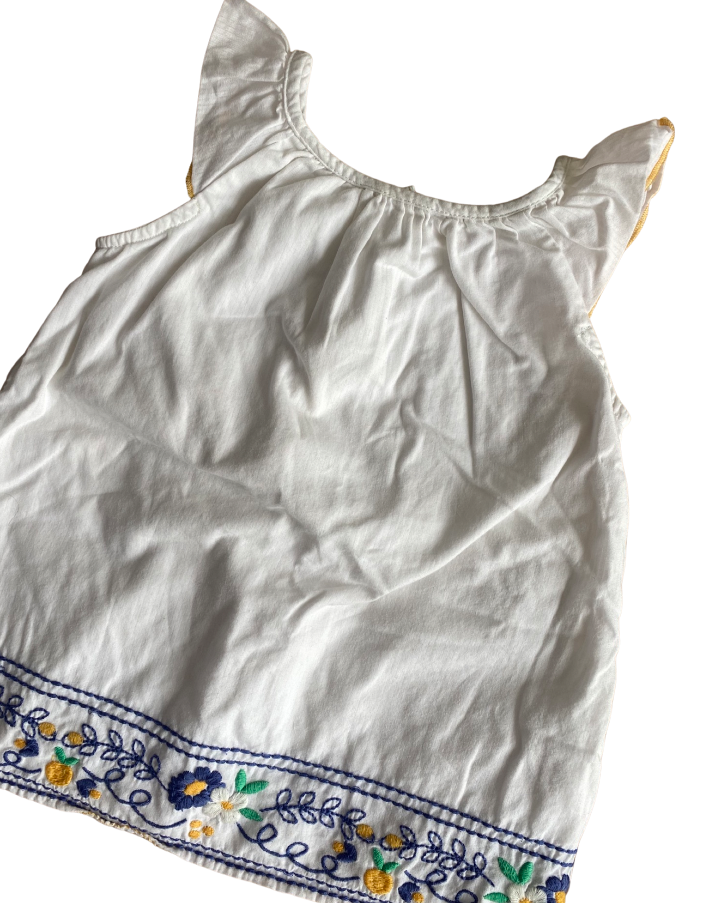 M&S white cotton top with embroidered hem (18-24mths)