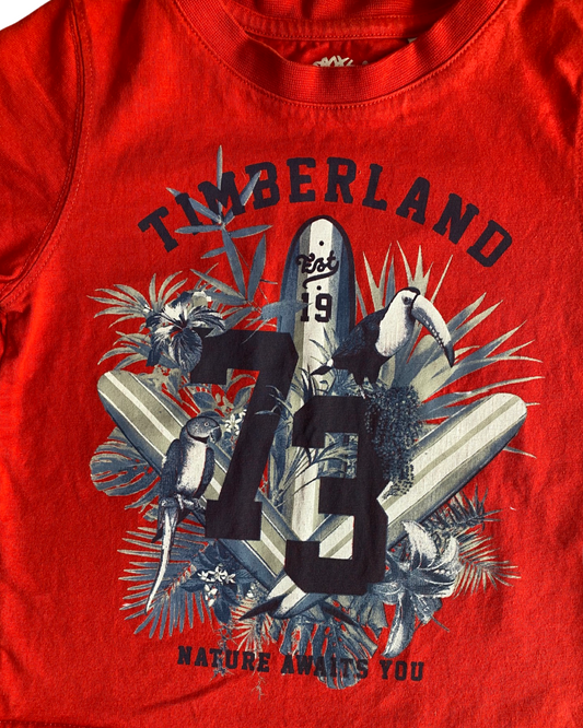 Timberland vintage red printed t shirt (2-3yrs)